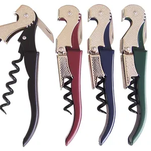 Thép Không Gỉ Chuyên Nghiệp Cổ Điển Màu Đen Kim Loại Pulltap Dụng Cụ Mở Rượu Corkscrew