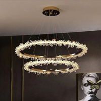 Lustre suspendu rond moderne de luxe en laiton et cuivre pour intérieur, idéal pour projets d'usine, avec cristaux