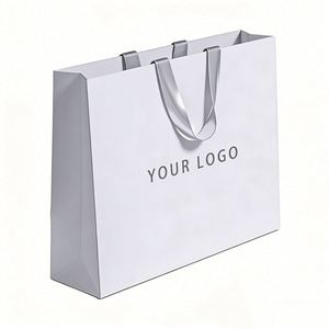 Factory Direct Customizable Free Design White Paper Shopping <b>Bag</b> With Satin Handle Elegant Ideal for Apparel & Gift Packaging - Product Image 2
