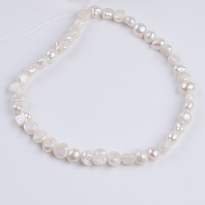 Chaînes de perles naturelles baroques blanches de 9-10 mm, trou latéral, perles authentiques, prix promotionnel de gros - Product Image 5