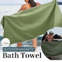 Microfiber Portable Fitness Swimming Beach Towel Quick-Dry Water Absorbent Magnetic Fixing Solid Color Thermal Hot Spring Towel