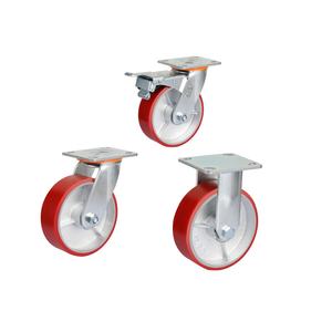 Venda quente <span class=keywords><strong>5</strong></span> Polegada Vermelho Heavy Duty Giratória PU Roda Caster com Placa Superior De Liga De Zinco - Product Image 1