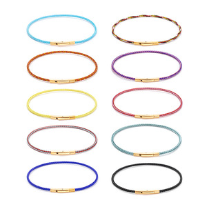 Latest Fashion Jewelry-Adjustable Stainless Steel Gold Buckle 2MM Wire Rope <b>Bracelets</b> Waterproof DIY <b>Bead</b> <b>Bracelet</b> - Product Image 1