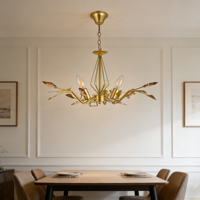 Lustre JACKSUN en cristal K9 doré de luxe, style rétro, branche de fleurs, lampe suspendue en fer, base E14, éclairage de table de salle à manger