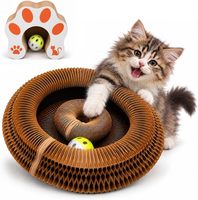 Griffoir pour chat en carton pliable, écologique, avec balle, jouet interactif pour chats d'intérieur