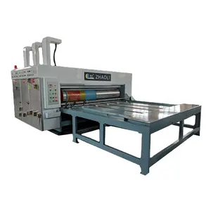 Máquina ranuradora de impresora corrugada semiautomática de 2 colores de alimentación de cadena para máquina de fabricación de cajas de Pizza