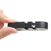 Couteau de chasse professionnel pliable, petit, noir, avec aiguiseur multi-grains double face, écologique, avec tige d'affûtage recouverte de sable