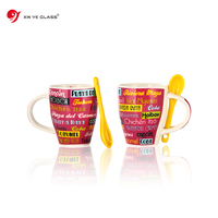 Tasse à café créative Tasse simple Tasse en céramique avec cuillère Mots Tasse à lait créative Niveau d'apparence élevé