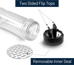 Botella de Plástico PET Transparente Redonda de 100 ml para Pimienta Negra de Camboya y Tarro de Especias con Tapa Abatible de Dos Tipos de Orificios Negros - Product Image 2