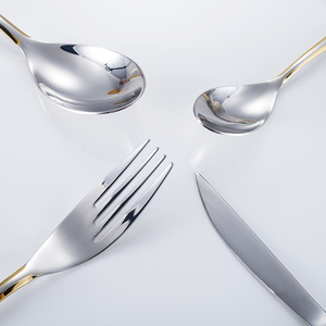 Juego de cubiertos contemporáneos al por mayor, cucharas para cena, restaurante, boda, fiesta, cubiertos dorados de acero inoxidable, 4 piezas - Product Image 4