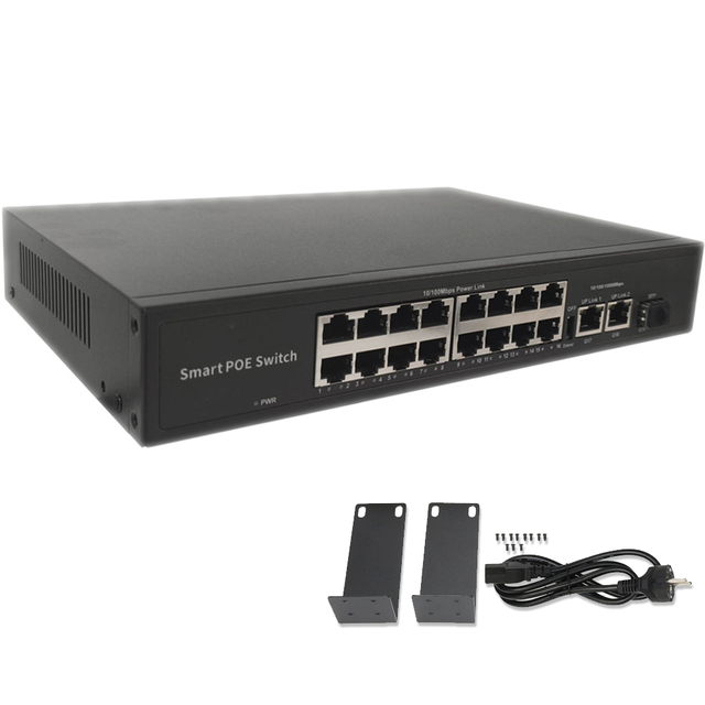 SNMP QoS VLAN Managed Ethernet Switch 16 Port Industrial 10 100 10G SFP Gigabit Network Switch for IP Camera