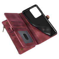 Pour Redmi Note 12 Pro 5G étui en cuir sangle fermeture éclair pochette portefeuille 9 fentes pour cartes béquille couverture de téléphone