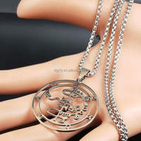 Collier Sigil de Lucifer, Amulette Sigil Occulte d'Asmodeus, Pendentif Sigil Lilith, Collier Cercle Personnalisé en Acier Inoxydable