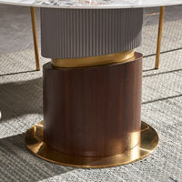 Ensemble de table à manger ronde moderne avec dessus en marbre gris comprenant des chaises Mobilier élégant et élégant en pierre frittée