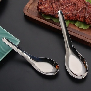 304 스테인리스 스틸 미러 폴리싱 미니멀리스트 디자인 수직 평평한 바닥 두꺼운 국자 중국 스타일 가정용 식기 - Product Image 3