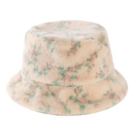 Chapeau Bob en Peluche Douce à Imprimé Floral pour Enfants, Chaud Automne-Hiver, à Large Bord, Motif Fleur Vintage, pour Voyage et Activités de Plein Air