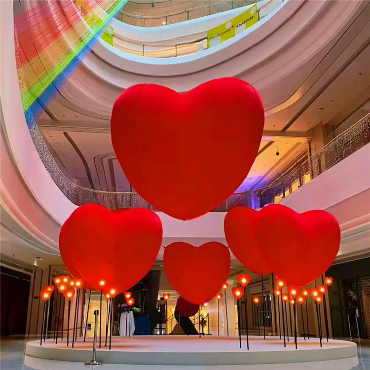 심장 Inflatables LED 음악 파티 발렌타인 데이 풍선 광고 장식