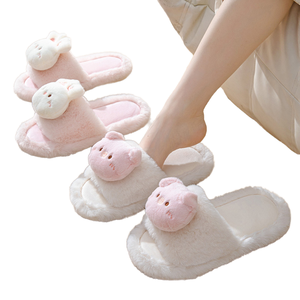 Transfrontalier pour <span class=keywords><strong>Amazon</strong></span> Ins ouvert mignon Animal fourrure en peluche pour pantoufles femmes maison intérieur <span class=keywords><strong>hiver</strong></span> en gros - Product Image 1