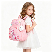 Sac à dos scolaire pour filles, motif licorne, dessin animé mignon, 3-6 ans, ultra-léger, résistant à l'usure, en nylon, tridimensionnel