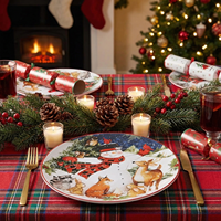 Assiettes à dîner rondes modernes certifiées internationales, motif bonhomme de neige de Noël, multicolores, 11 pouces, lot de 4