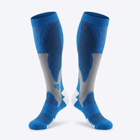 Chaussettes de compression absorbant les chocs, chaussettes de sport rembourrées jusqu'au genou, antidérapantes, avec soutien de la voûte plantaire, logo personnalisé, entraînement sportif