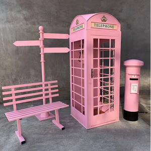 लंदन प्लेफुल गुलाबी टेलीफोन बूथ आधुनिक डिजाइन फोटो सजावट आउटडोर इनडोर होटल के लिए - Product Image 6