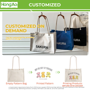 Hongao cao cấp cầm tay Túi Quà Tặng dày Twill bông PU Rope handlehigh-end tùy chỉnh Canvas Tote cho công ty quà lưu niệm - Product Image 4