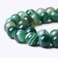 Perle en vrac d'agate rayée verte en pierre naturelle en gros pour la fabrication d'accessoires de bijoux de bracelet à bricoler soi-même