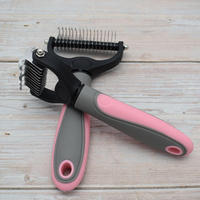 Brosse de bain pour chien Brosse d'épilation pour chat Double face Peigne de démêlage Coupe-noeud de fourrure pour animaux de compagnie Outils de perte de toilettage pour chiens