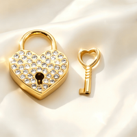 Cadenas en métal en forme de cœur à prix de gros pour coffrets cadeaux de la Saint-Valentin, petite boîte à bijoux en bois dorée avec clé pour mariage