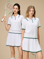 Aoyema Tennis Wear Combinaison de sport deux pièces haut de gamme pour femmes Polo Golf Tennis Badminton Padel Robe Top Jupe Pickleball Outfit