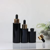 Flacon en verre noir de 5ml 10ml 15ml avec bouchon en or et flacon compte-gouttes en verre opaque avec bouchon compte-gouttes