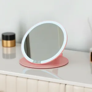 New Design White Portable Makeup Mirror Led Travel Trifold Vanity Mirror With Light