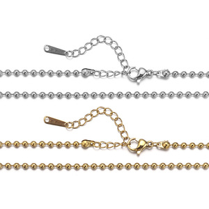 Collier unisexe en acier inoxydable plaqué or 18 carats avec chaîne de perles en forme de boule, idéal pour un usage quotidien - Product Image 3