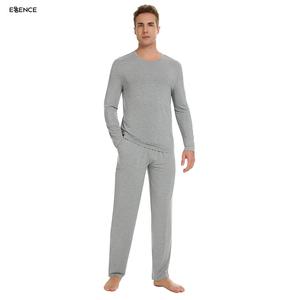 Camicia e pantaloni lunghi da notte da <span class=keywords><strong>uomo</strong></span> in bambù sciolto Casual personalizzato 2 pezzi Set <span class=keywords><strong>pigiama</strong></span> per <span class=keywords><strong>uomo</strong></span> - Product Image 6