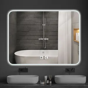 Wholesale Price Secure And Easy Hanging Matte Black Aluminum Frame Rectangle Round Corner Bathroom Vanity Mirror