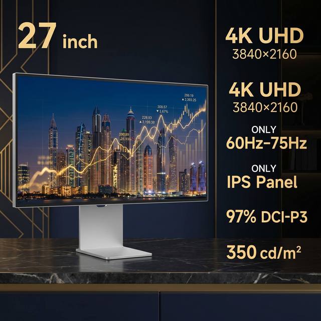 4K Computer Monitor 27" 3840x2160 UHD Screen 97% DCI-P3 with Type-C Aluminum Stand OEM Factory