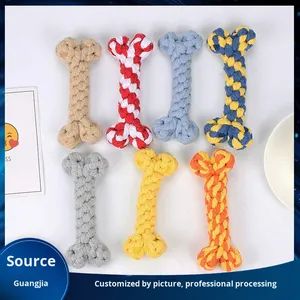Juguete de Cuerda de Algodón para Mascotas Más Vendido, Forma de Hueso Trenzado, <span class=keywords><strong>Material</strong></span> Lavable, Resistente a Mordeduras, para Perros con Dentición, Juguete de Cuerda Trenzada con Nudos - Product Image 3