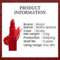 Rouge à lèvres velouté crémeux mat doux, nourrissant, waterproof, longue tenue, anti-transfert, 12 teintes, OEM ODM, étiquette privée personnalisée