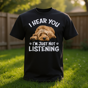 Camiseta linda para amantes de Labradoodle con la frase: Escúchame, no me escuchas - Product Image 3