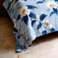 Ensemble de literie moderne pour lit queen-size en coton 100% 300 fils/cm² avec motif végétal réversible, housse de couette, drap et taies d'oreiller - Utilisation toutes saisons