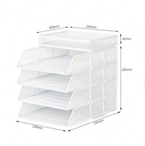 Metal A4 Paper <b>Filing</b> Trays 5 Tiers Stackable File Tray Mesh Desk File Organizer - Product Image 2