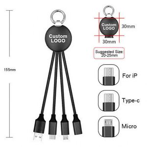 Câble de charge USB 3-en-1 durable en gros avec logo lumineux, porte-clés LED et charge rapide Type-C – Cadeaux promotionnels - Product Image 4