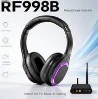 Casque audio stéréo HIFI 500M pour soirées, yoga, événements de club, avec émetteur 3 canaux, écouteurs sans fil LED RF998B