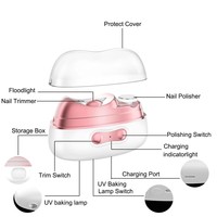 Pemotong Kuku Elektrik Jumon 4-in-1 dengan Pisau Lengkung, Lampu LED, Penggiling, Pemoles, Pemangkas Kuku Jari, Pemotong Manikur, Plastik