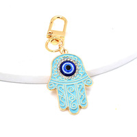 Hamsa porte-clés mauvais œil strass porte-clés alliage promotion métal porte-clés accessoire Kit breloque cadeau