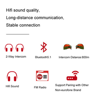 Nouveau casque BT18 avec interphone pour 6 motards, étanche IP67, portée de 800 mètres, garantie 1 an, pour la conduite en moto