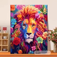 Peinture à l'huile numérique DIY sur toile, motif Lion africain, série Forêt, cadre en bois, style rétro nostalgique, à remplir soi-même, acrylique, pour la maison