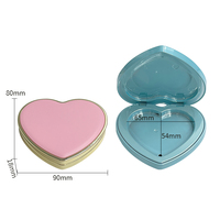 Boîte compacte en plastique vide pour poudre en forme de cœur, couleur unie, 5g, avec miroir, emballage cosmétique