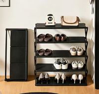 Étagère à chaussures pliable en plastique et métal, sans assemblage, multi-niveaux, pour entrée, couloir, usage domestique